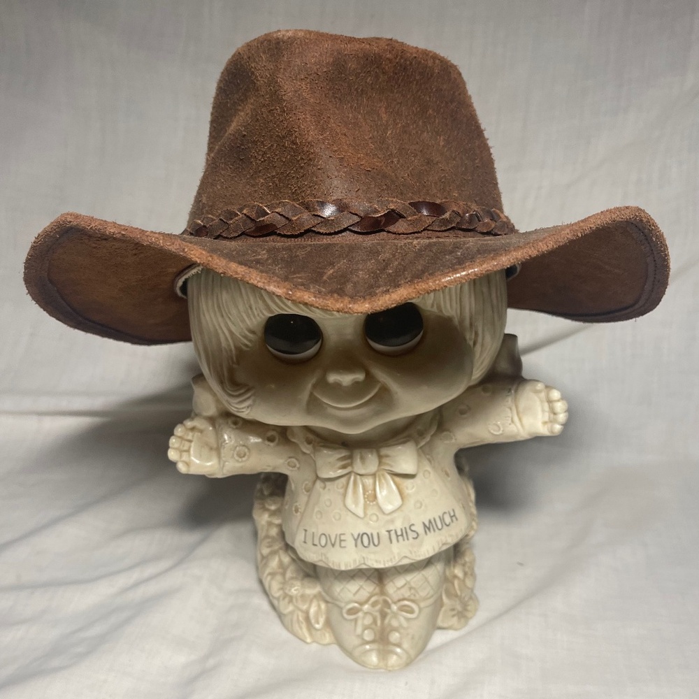 Genuine Leather Brown Hat. Western Aussie Brimmed. Braided Accent Band. Sz Small